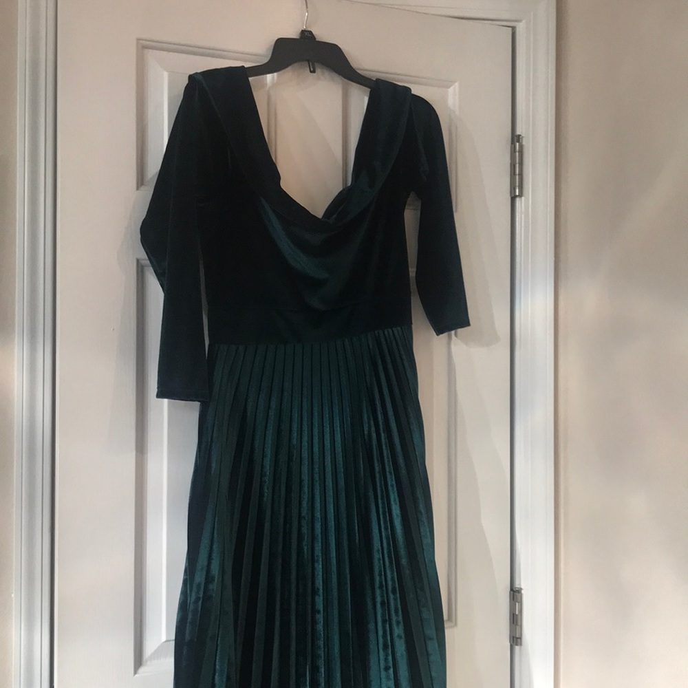 ASOS Maternity pleaded velvet bardot midi dress